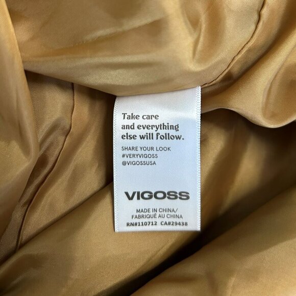 NWT Vigoss Brown Yellow Striped Double-Breasted Plaid Fully Lined Peacoat Small - Picture 6 of 9